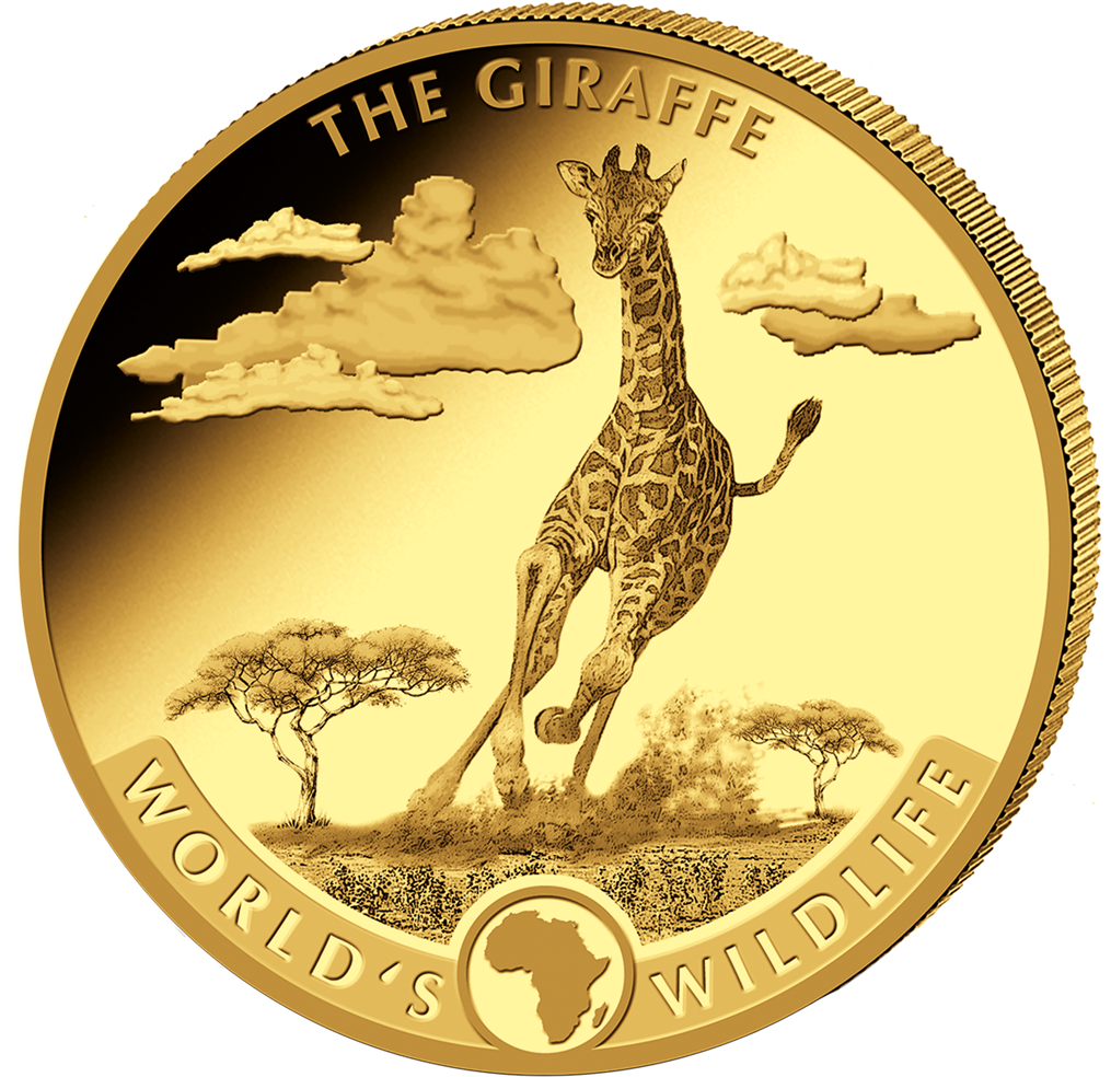 Giraffe Worlds Wildlife Gold Coin PNG