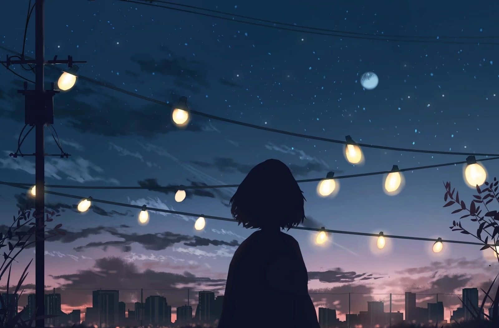 Anime Wallpaper With Beautiful Girl Sitting Outside At Night Background,  Nightcore Pictures Background Image And Wallpaper for Free Download