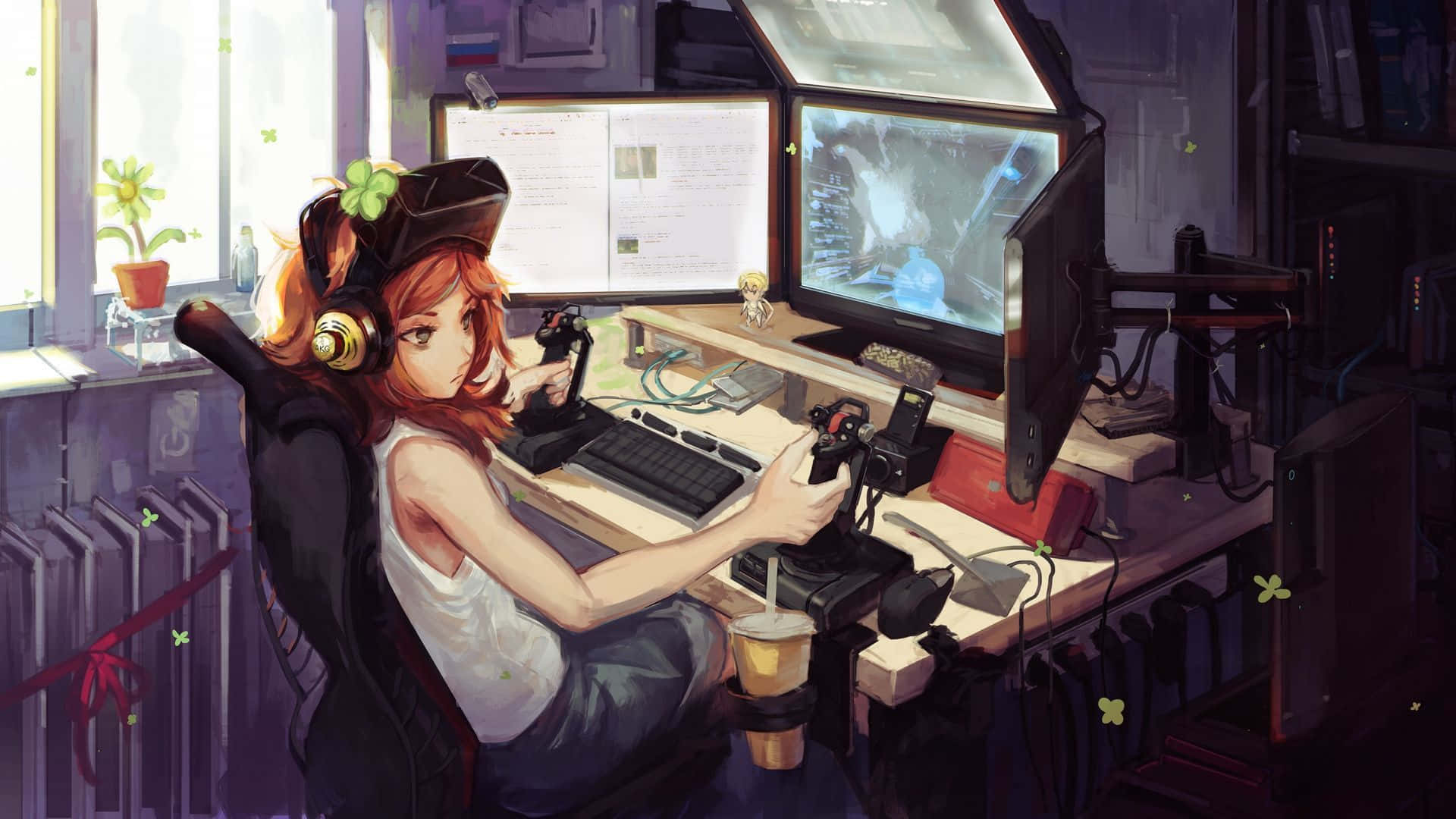 Lonely Gamer Girl Aesthetic Desktop Wallpaper