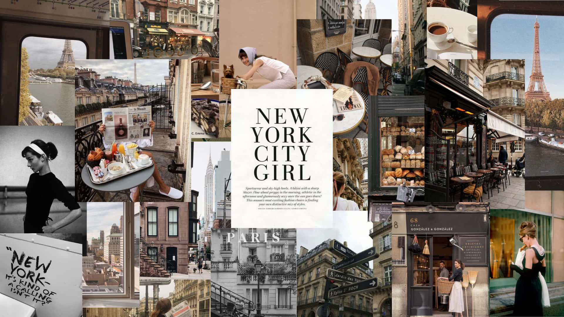 New York City Girl - A Collage Of Photos Wallpaper