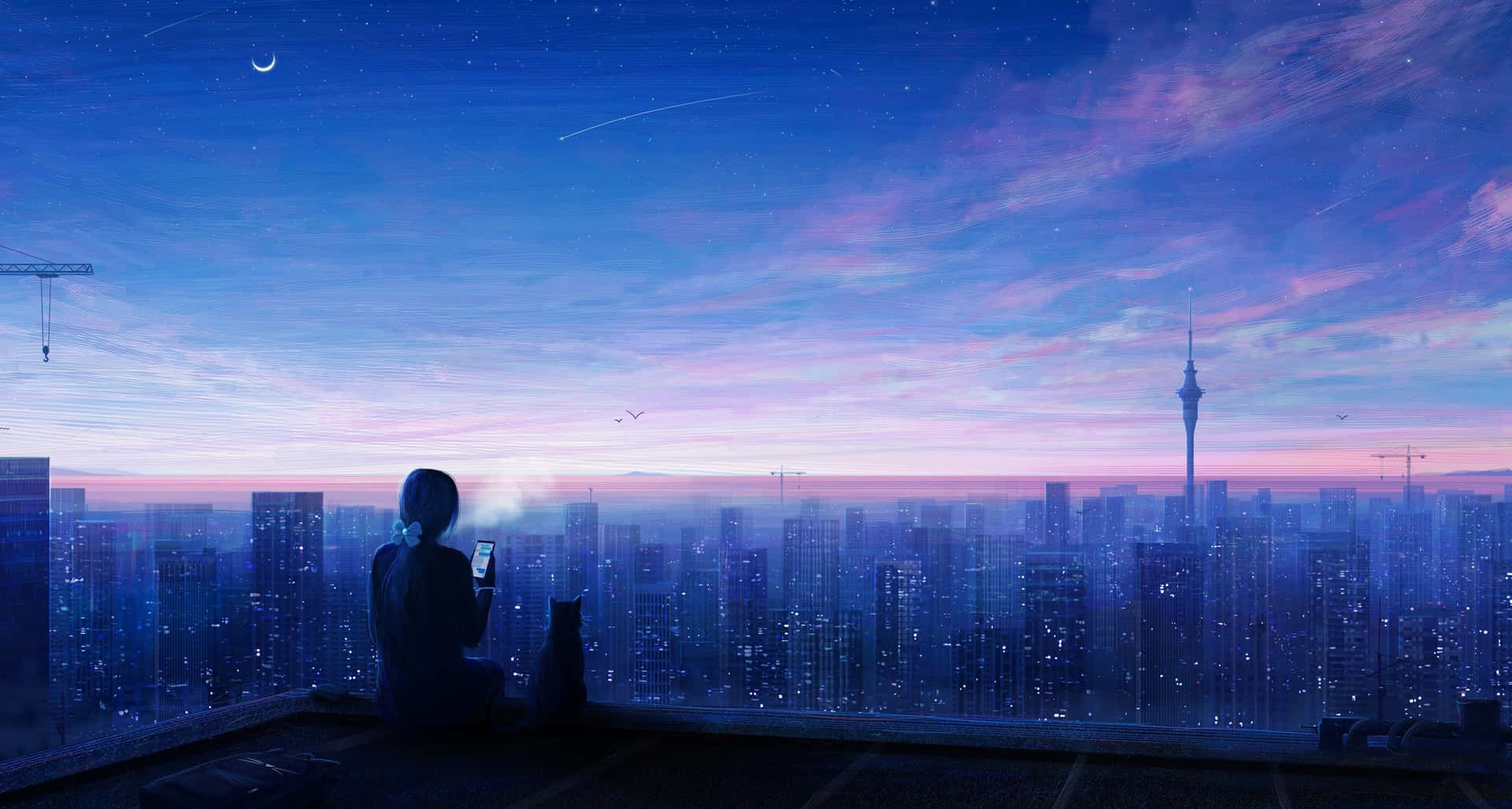 A Person Is Sitting On A Balcony Looking At The City Wallpaper