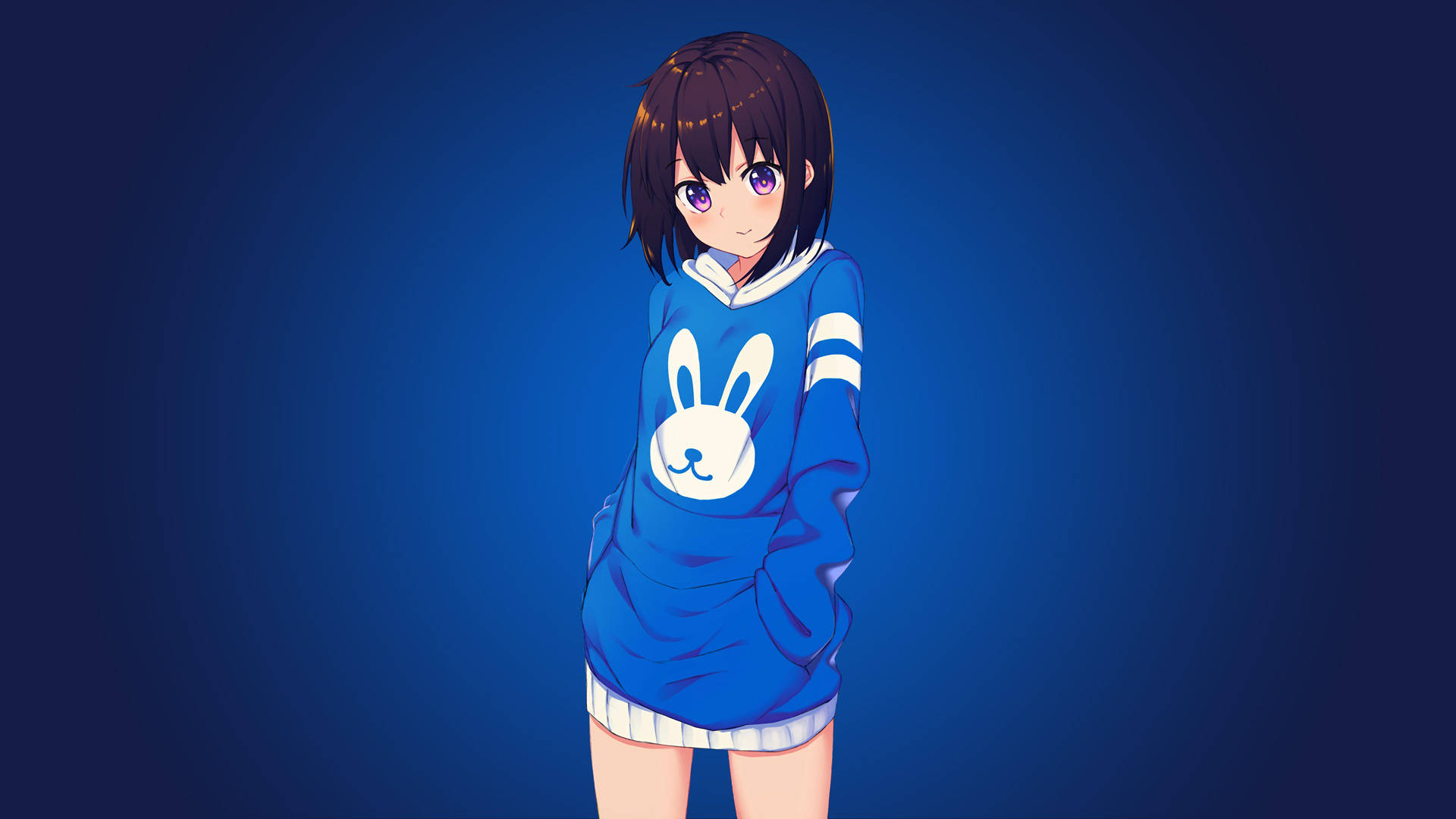 Girl Anime Blue Backdrop