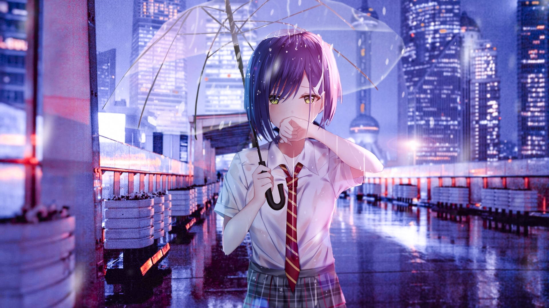 Download Girl Anime Most Beautiful Rain Wallpaper 