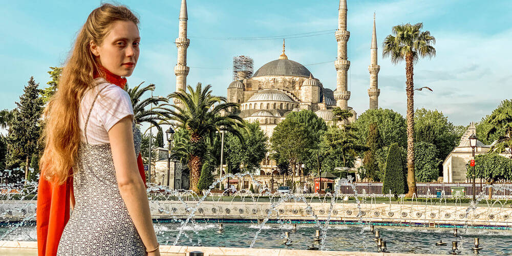 Girl At Istanbul's Blue Mosque