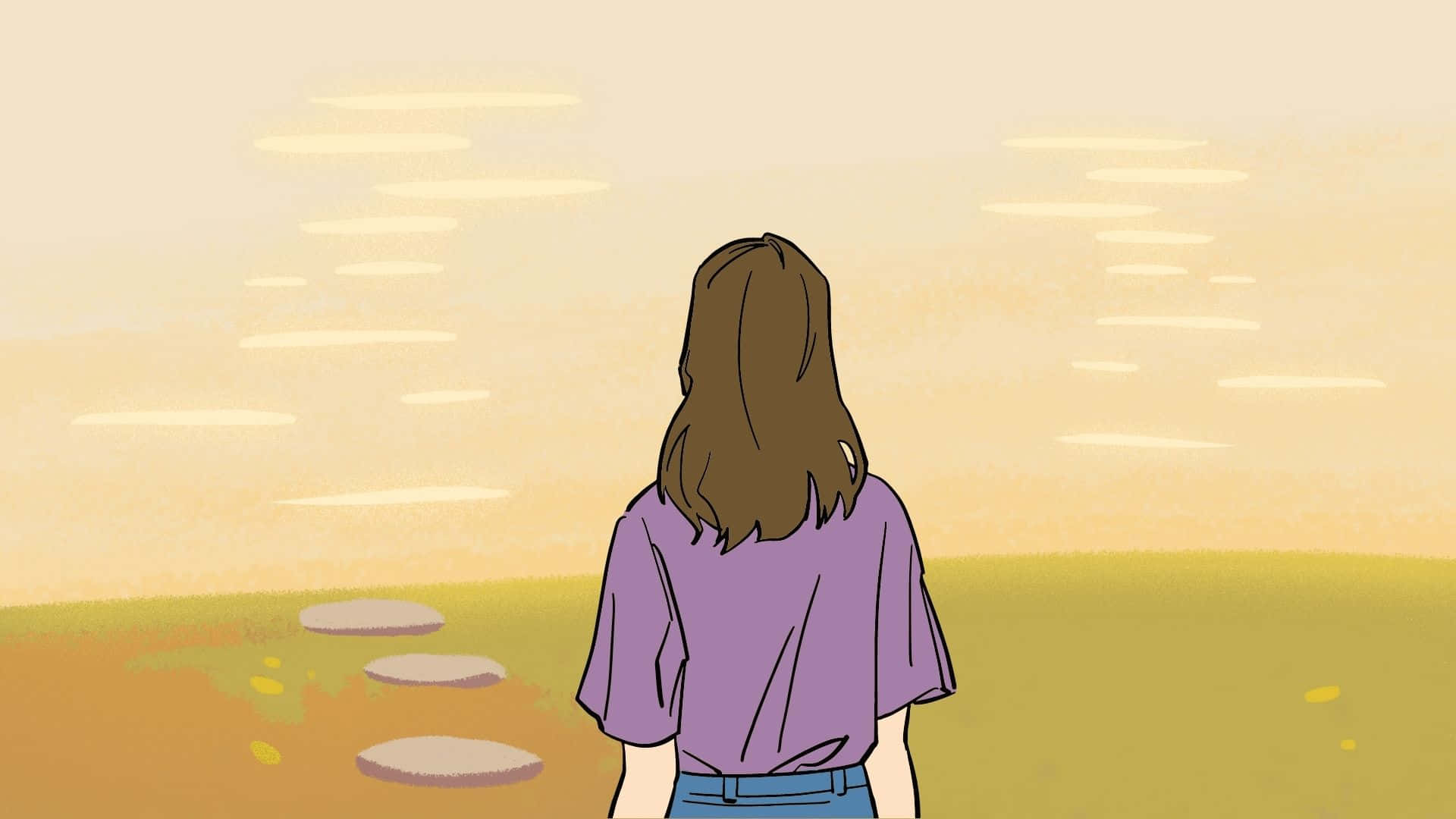 A Girl Is Standing In A Field