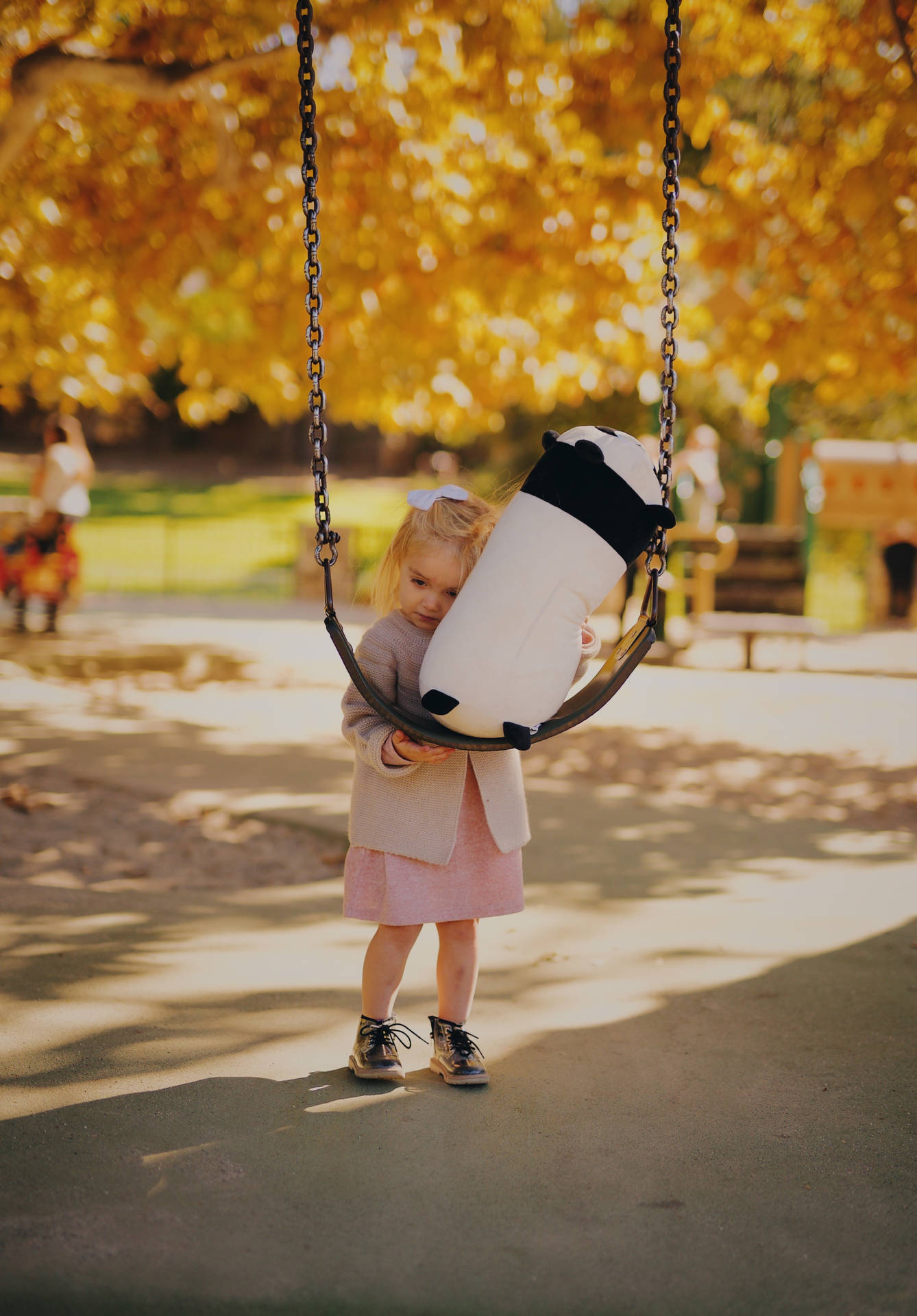 Girl Child At The Swing Wallpaper