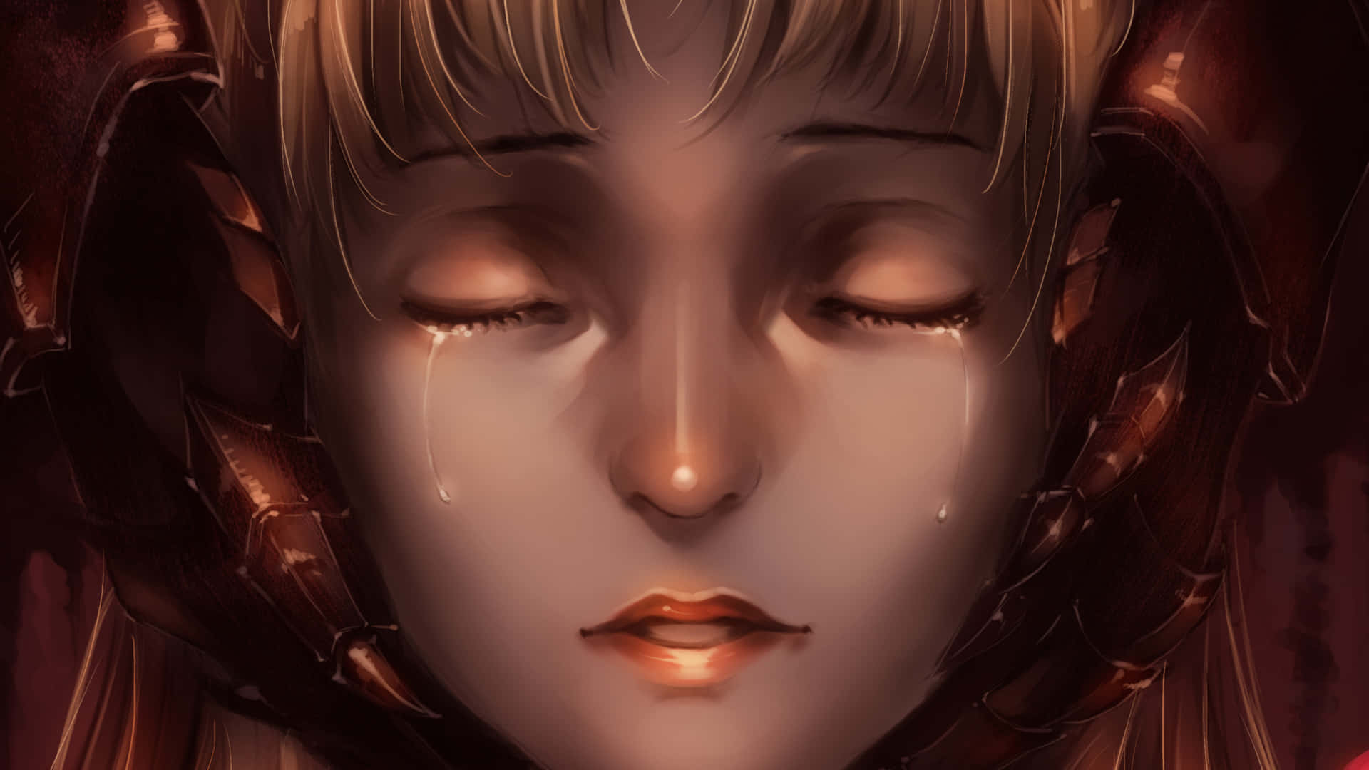 Girl Crying Closed Eyes Digital Art Wallpaper