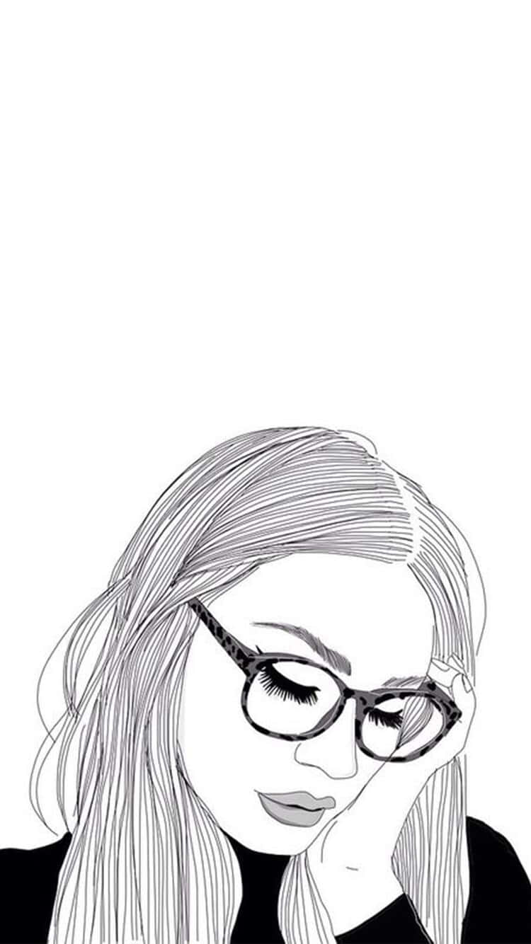 En ung pige, der tegner et mesterværk på en tumblr-side. Wallpaper