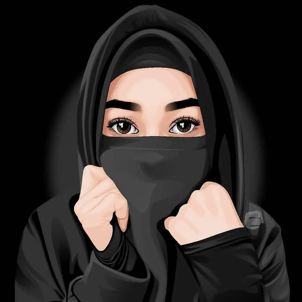 Chicavestida De Negro Con Cadar Y Hijab. Fondo de pantalla