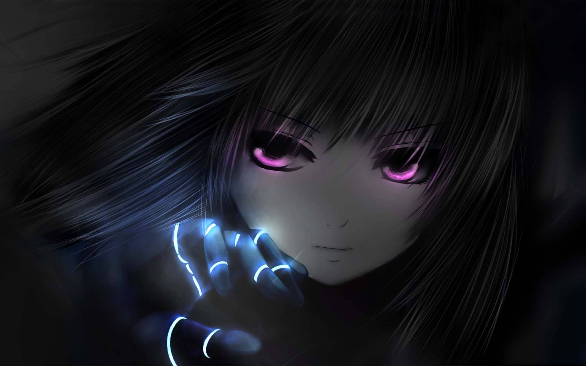 Girl Face At Dark Anime Wallpaper