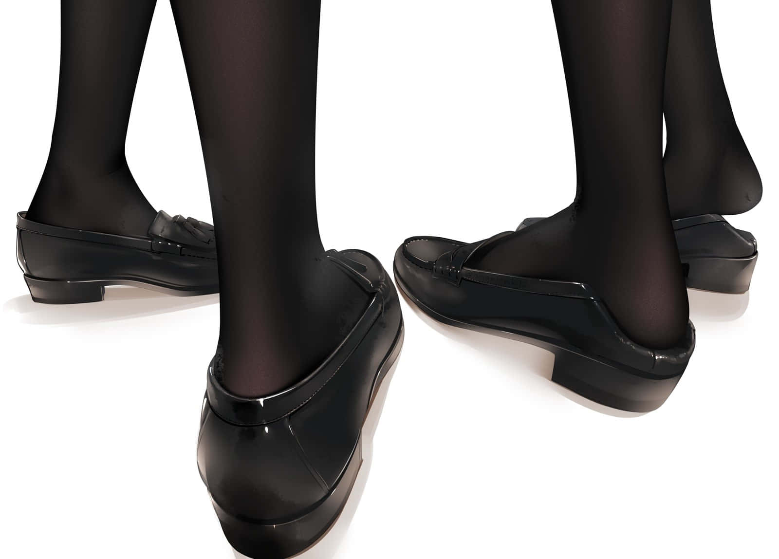 Girl Feet On Black Stockings And Shoes Wallpaper