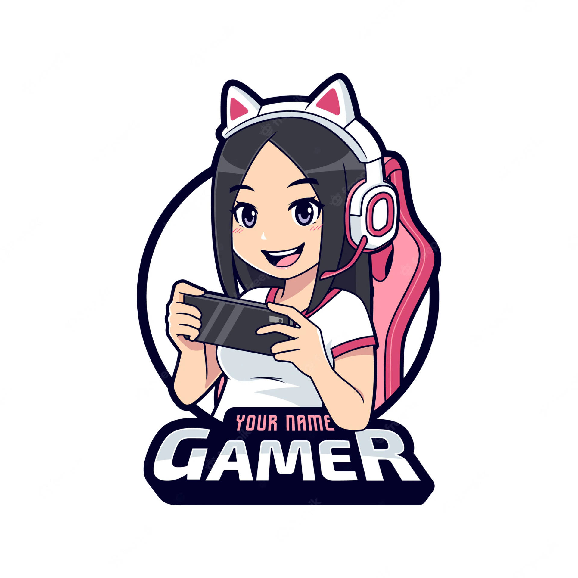 Girl Gamer Logo With Pink Seat