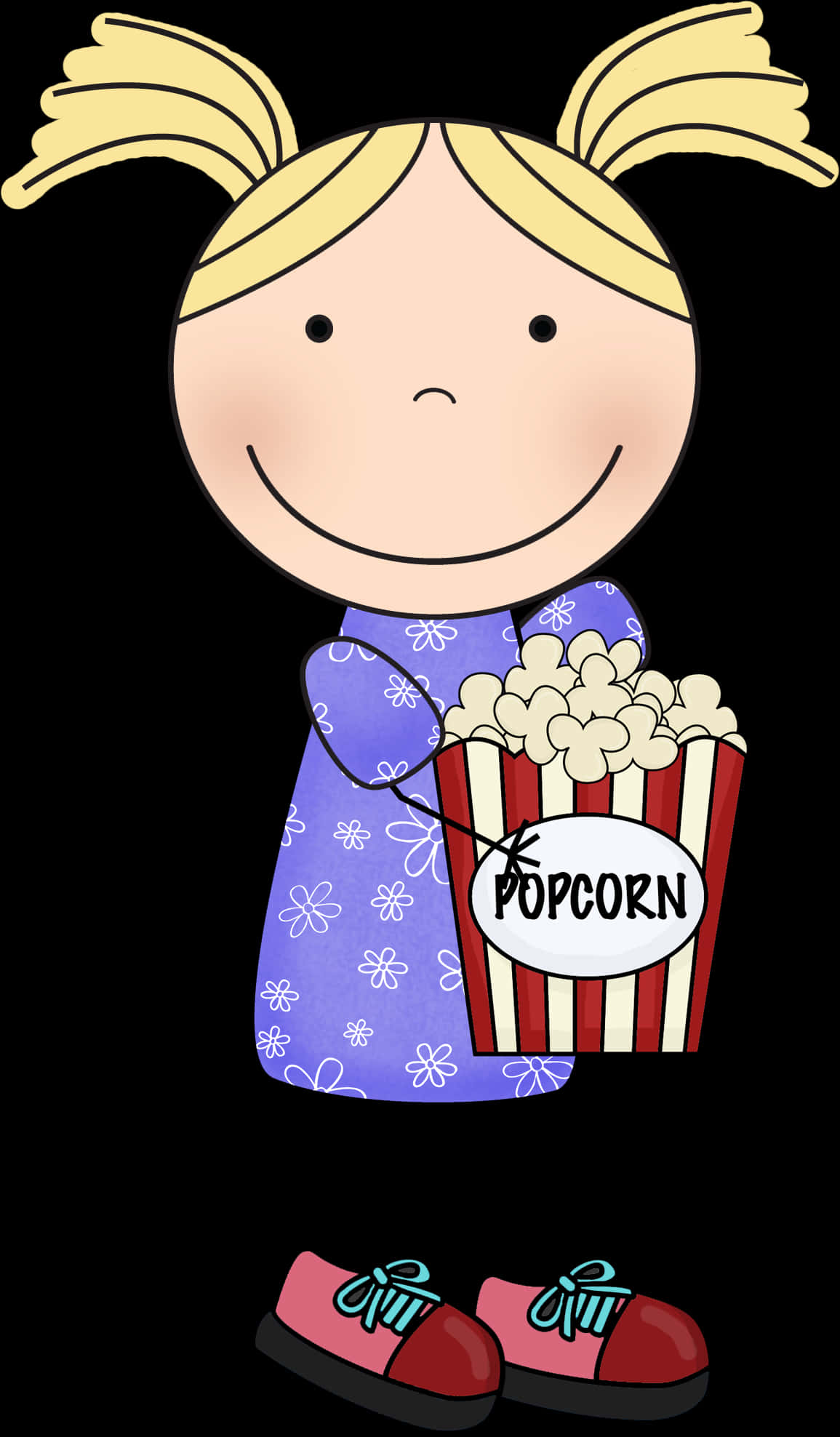 Girl Holding Popcorn Clipart PNG