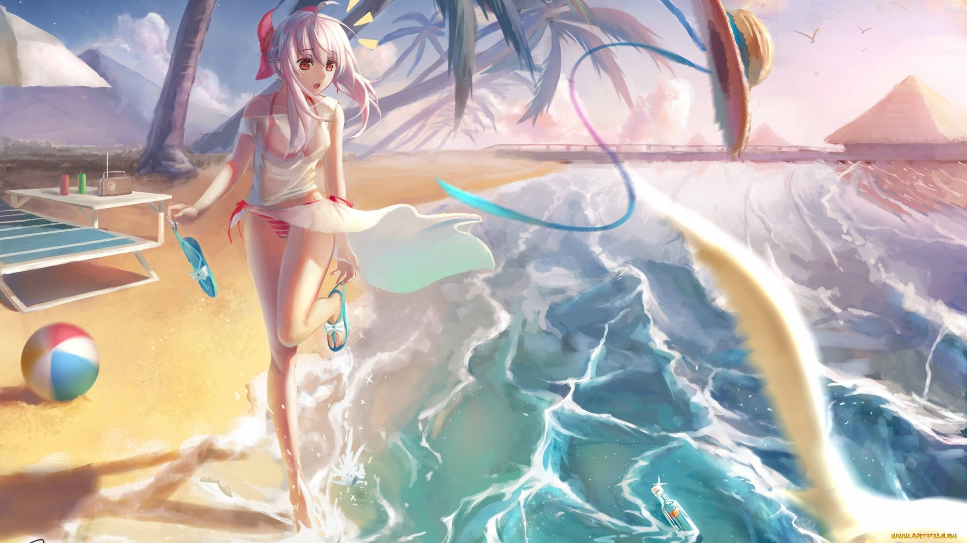 Girl In Beach Vacation Wallpaper