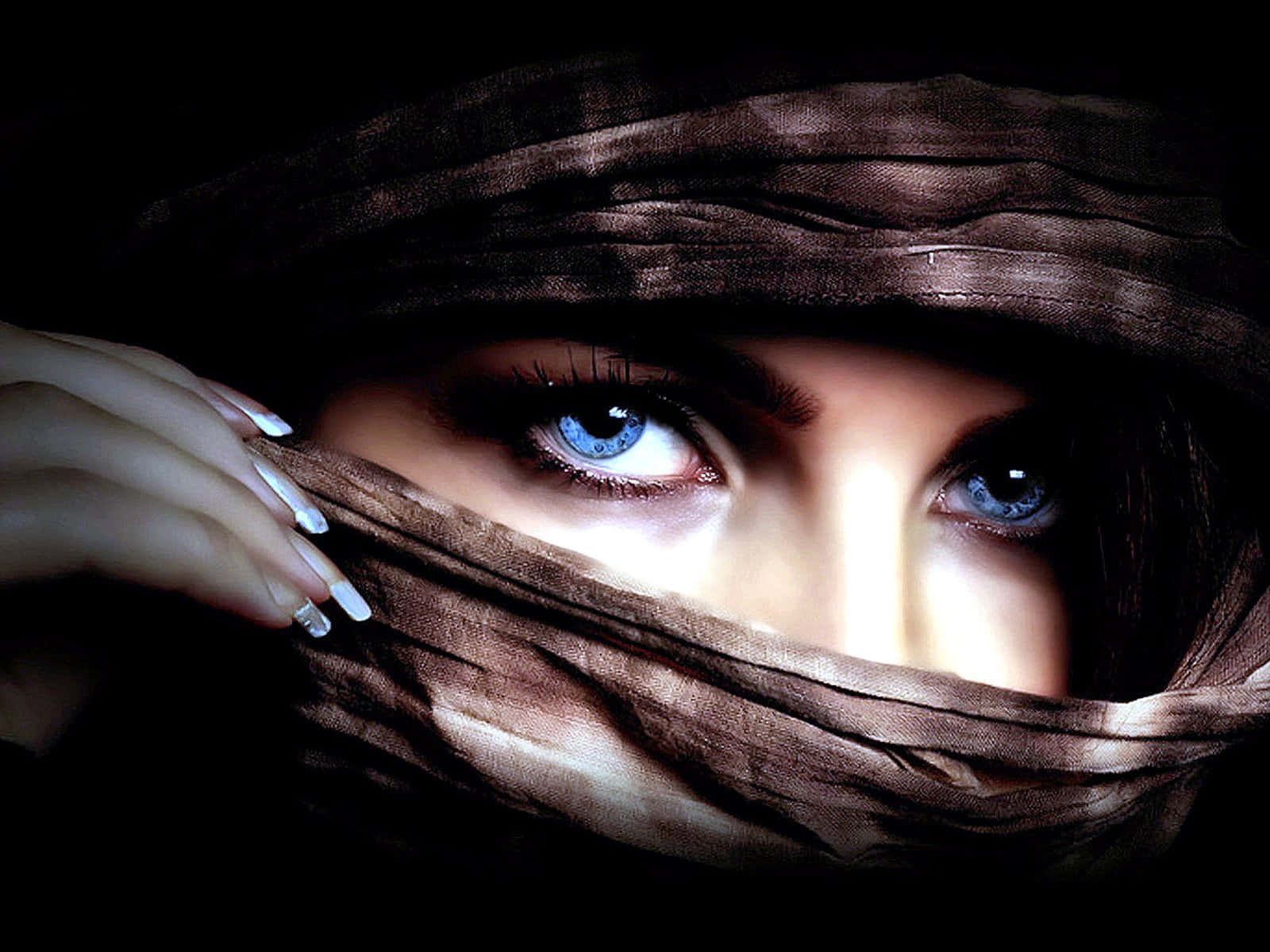 Ragazzacon L'hijab Che Mostra I Suoi Occhi Sfondo