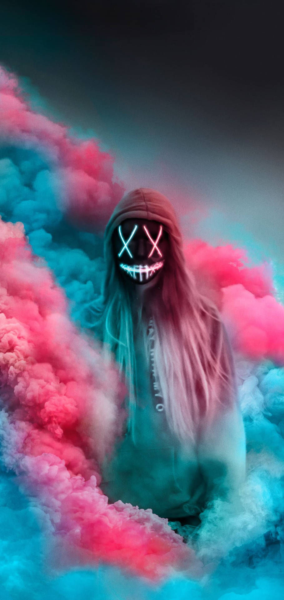 Girl In Neon Mask Iphone 11 Background