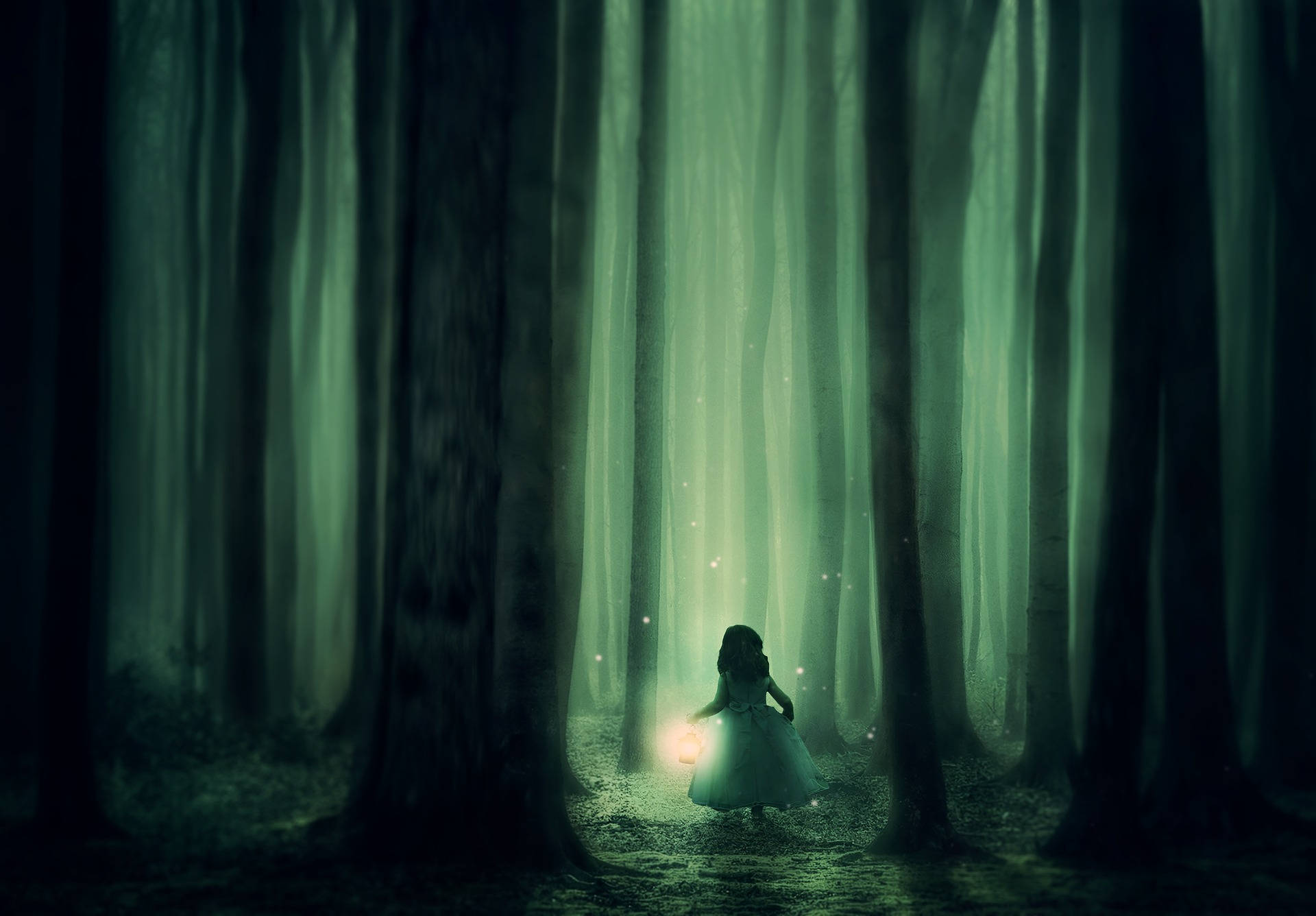 Girl In The Woods Wallpaper