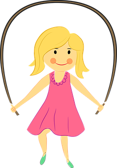 Girl Jumping Rope Cartoon PNG