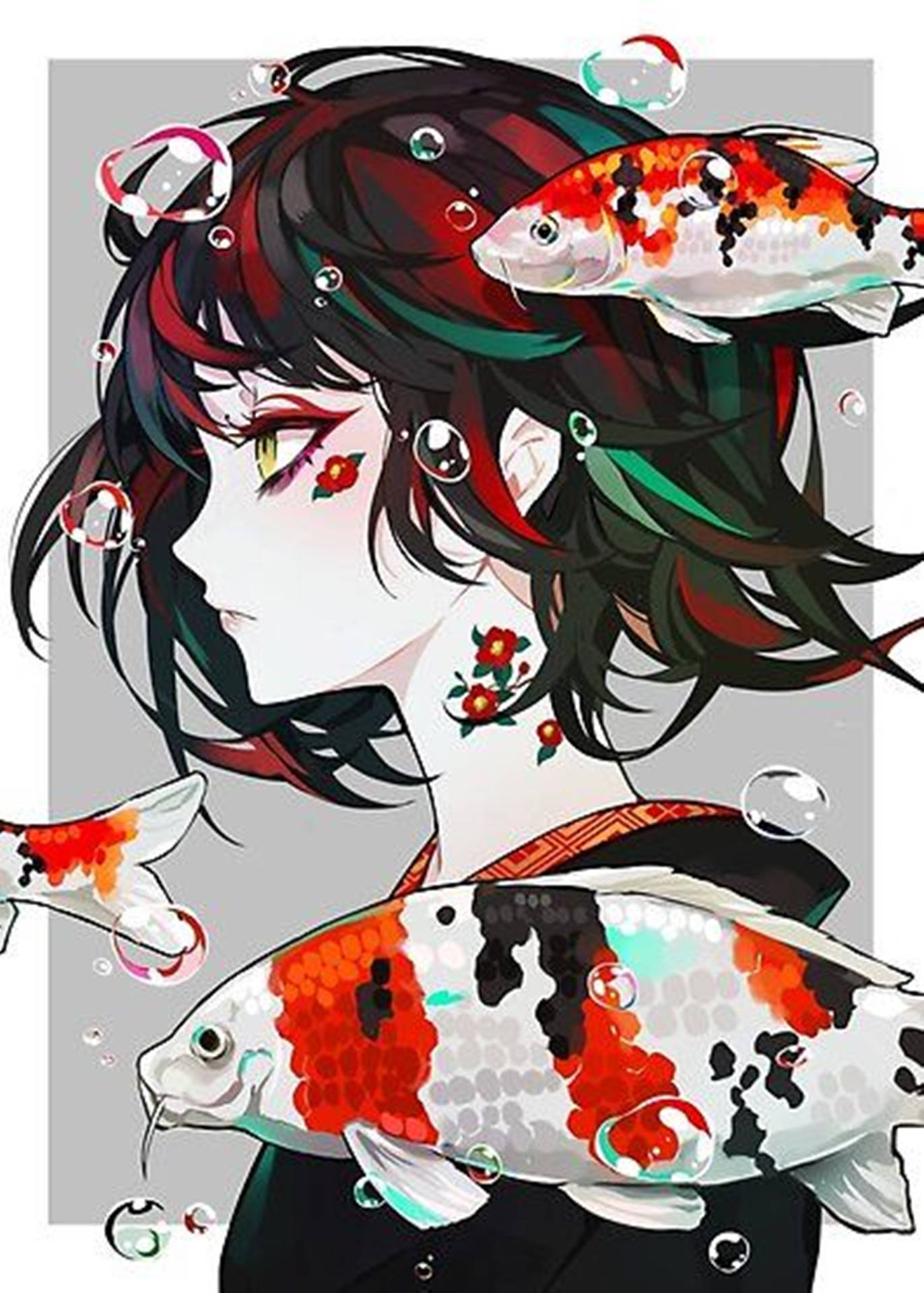 Girl Koi Fish Unique Cool PFP Digital Art Wallpaper