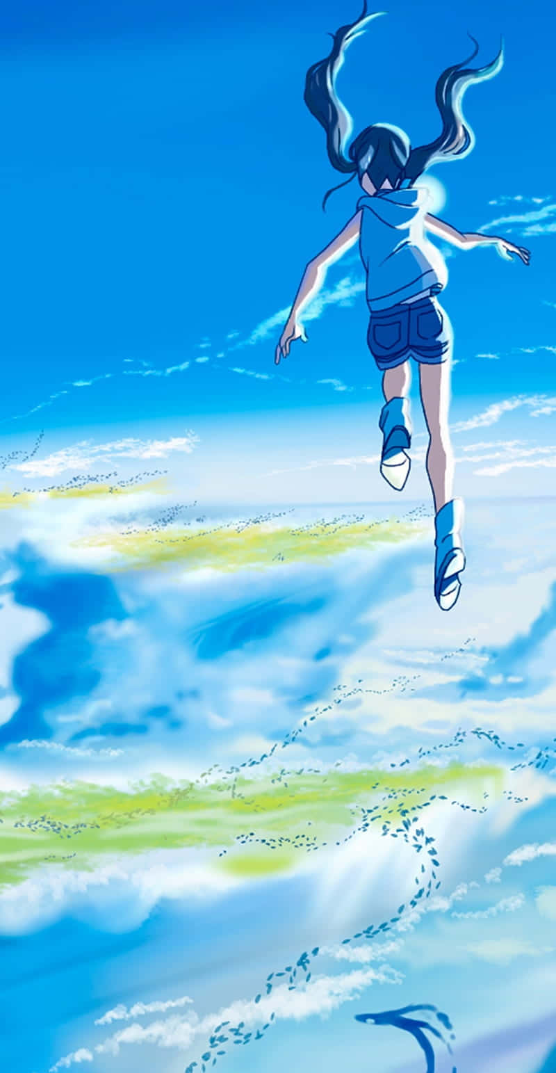 Girl Leaping Into The Sky Wallpaper