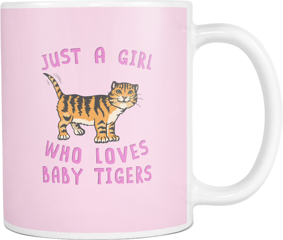 Girl Loves Baby Tigers Mug PNG
