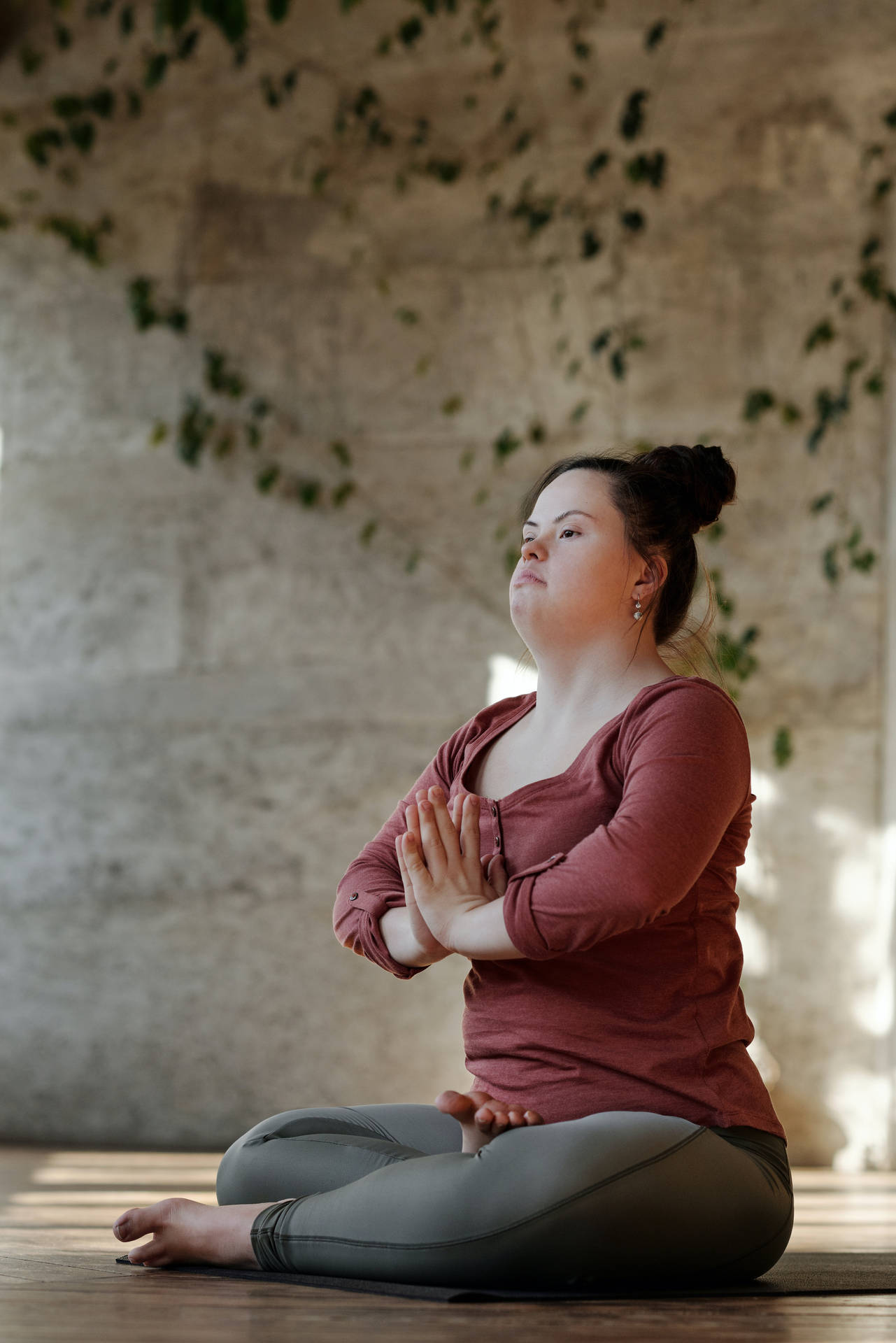 Girl Meditating Alone Background