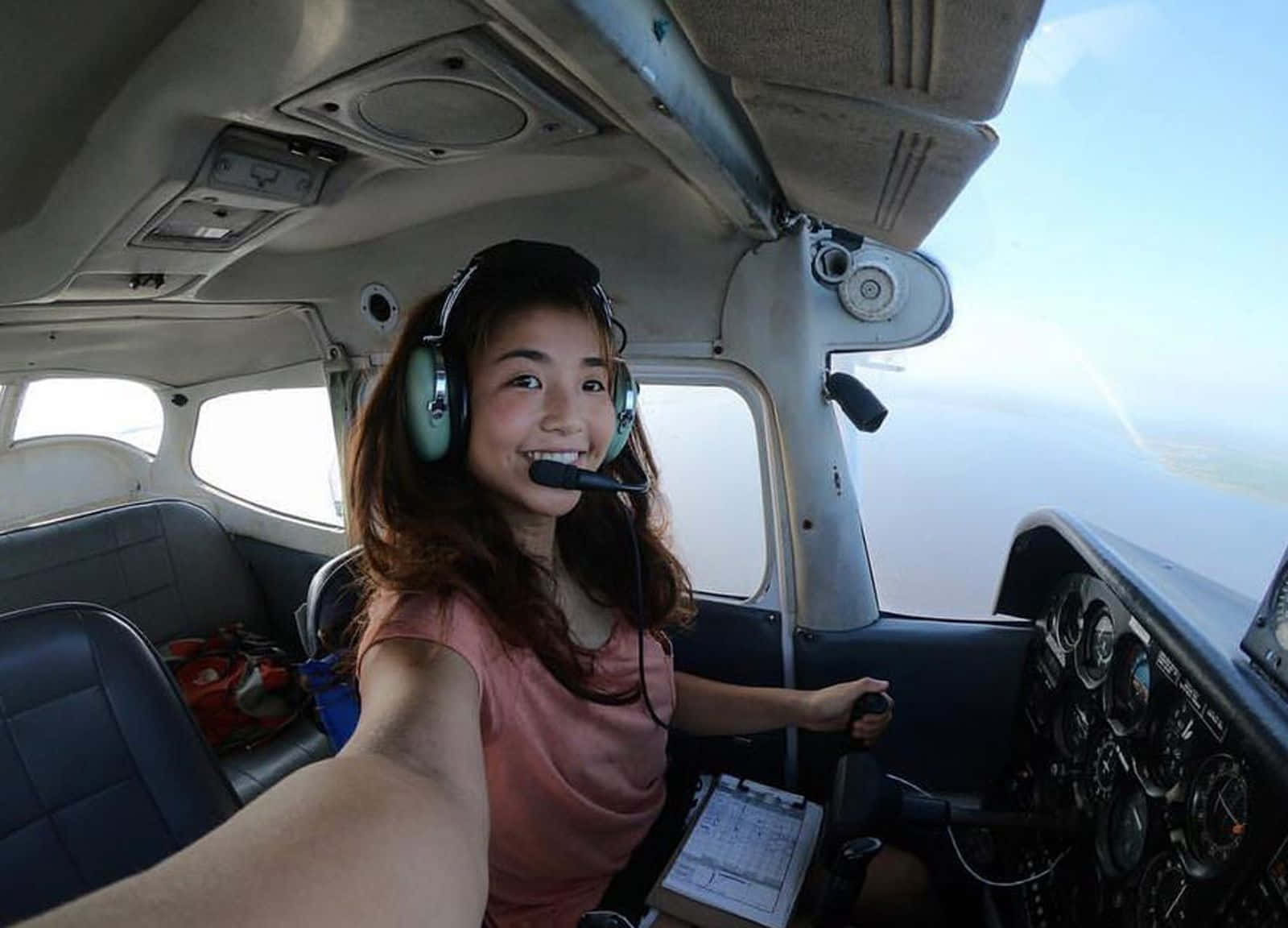 Girl Pilot Selfie Wallpaper