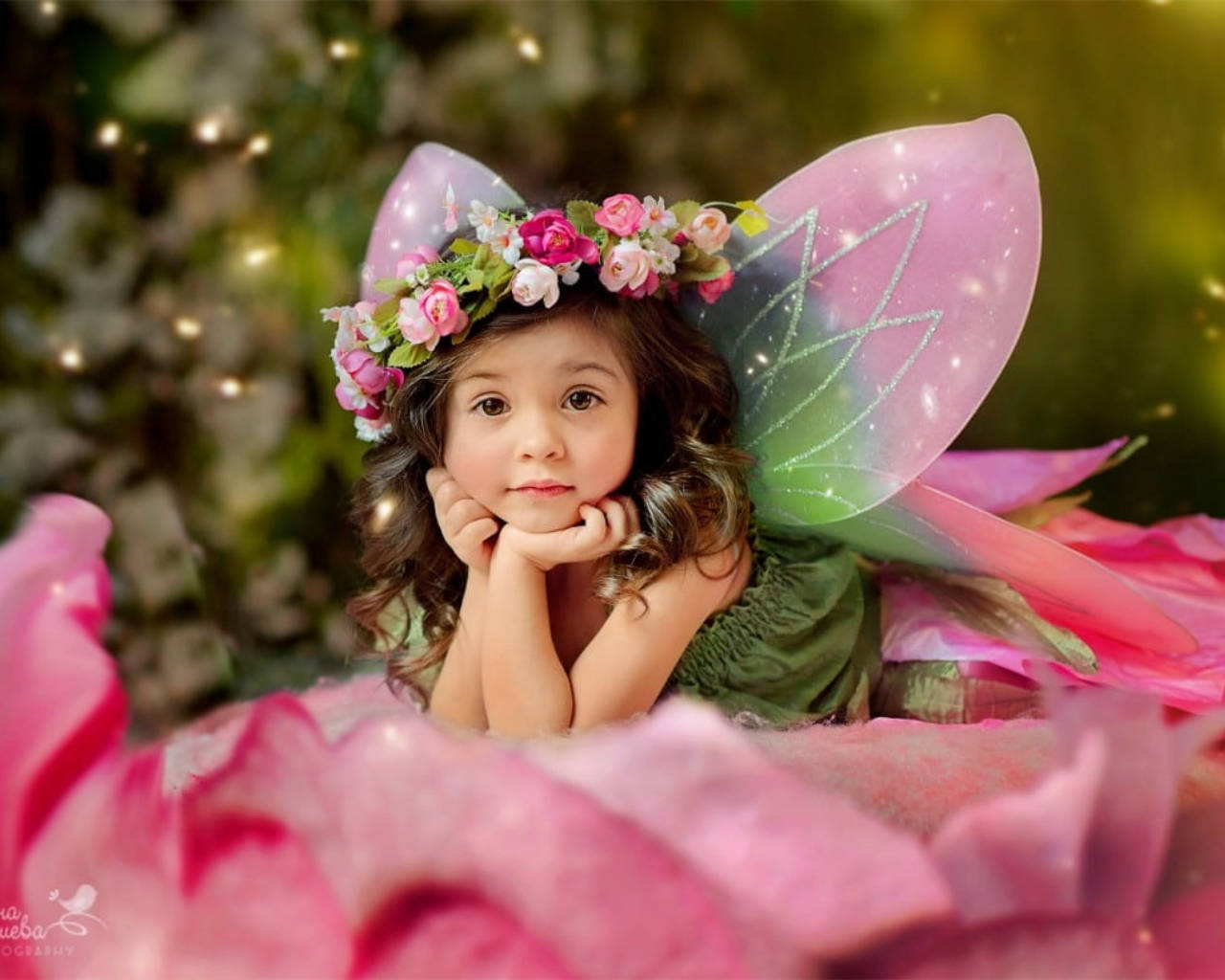 Girl Pink Fairy Costume Wallpaper