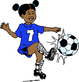 Girl Playing Soccer Cartoon PNG