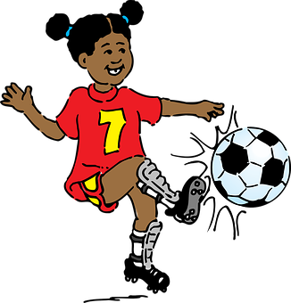 Girl Playing Soccer Cartoon PNG