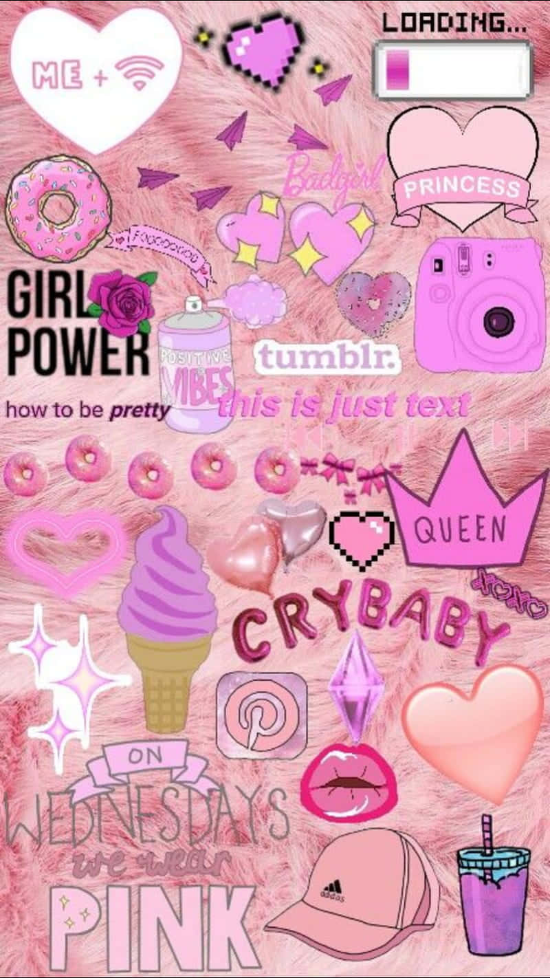 Girl Power Collage Pink Aesthetic Wallpaper
