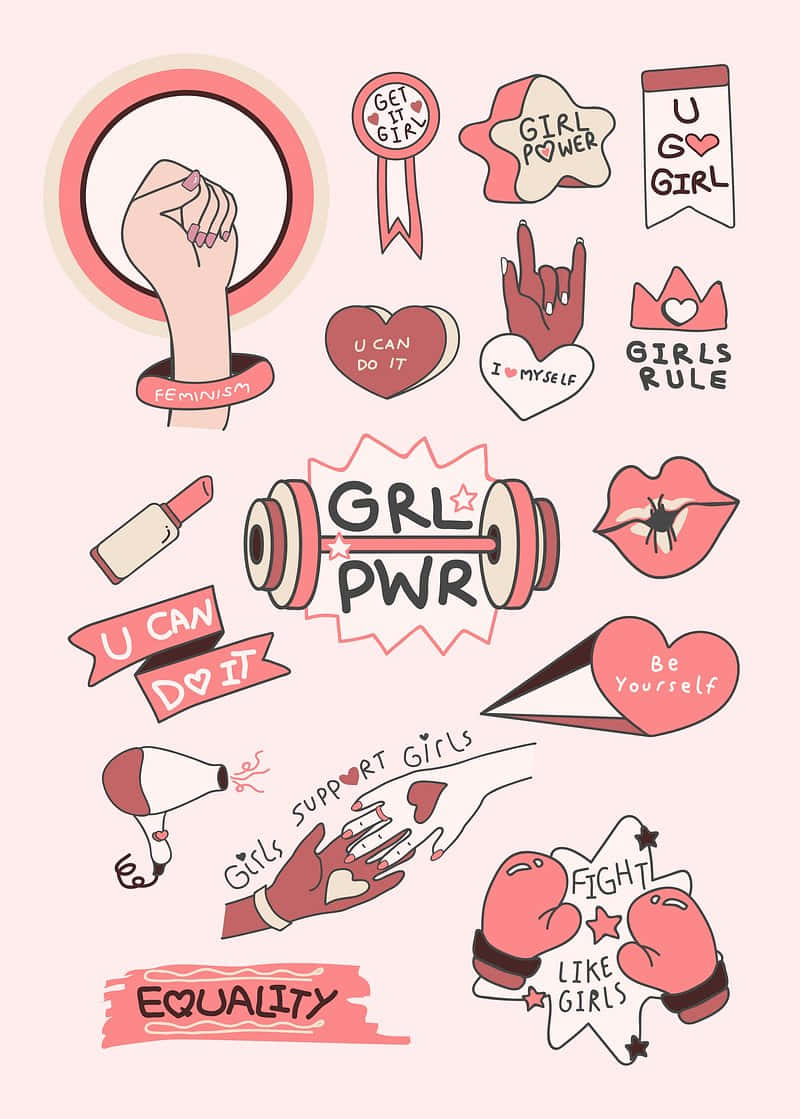 Girl Power Feminism Illustration Set Wallpaper