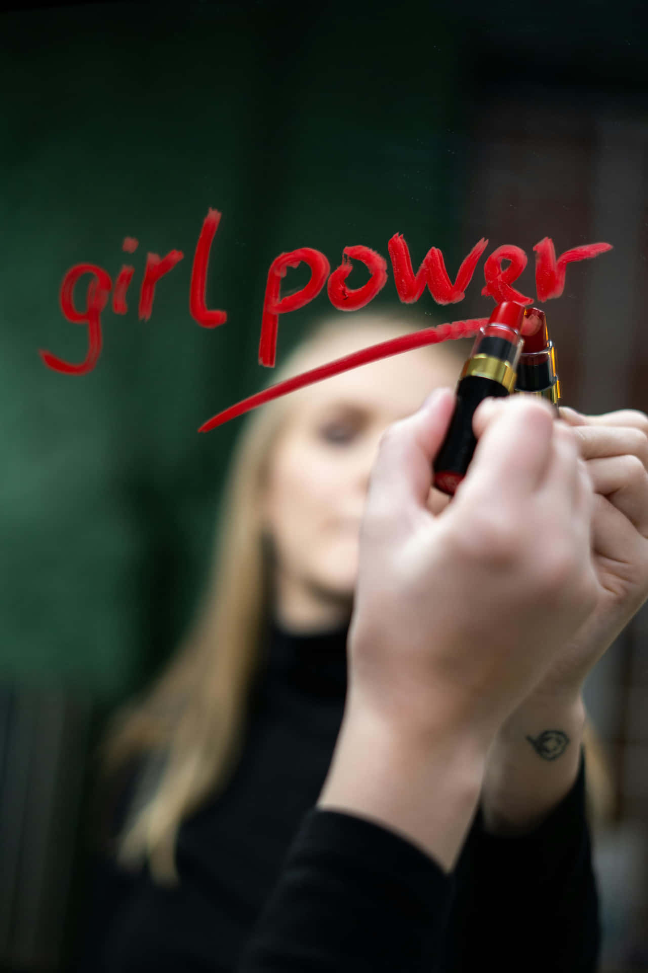 Girl Power Lipstick Writing Wallpaper