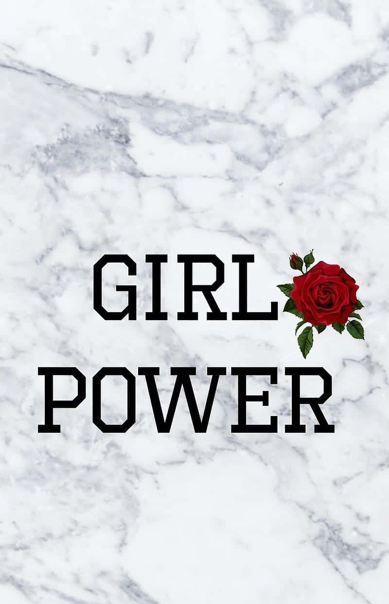 Girl Power Marble Background Rose Accent Wallpaper
