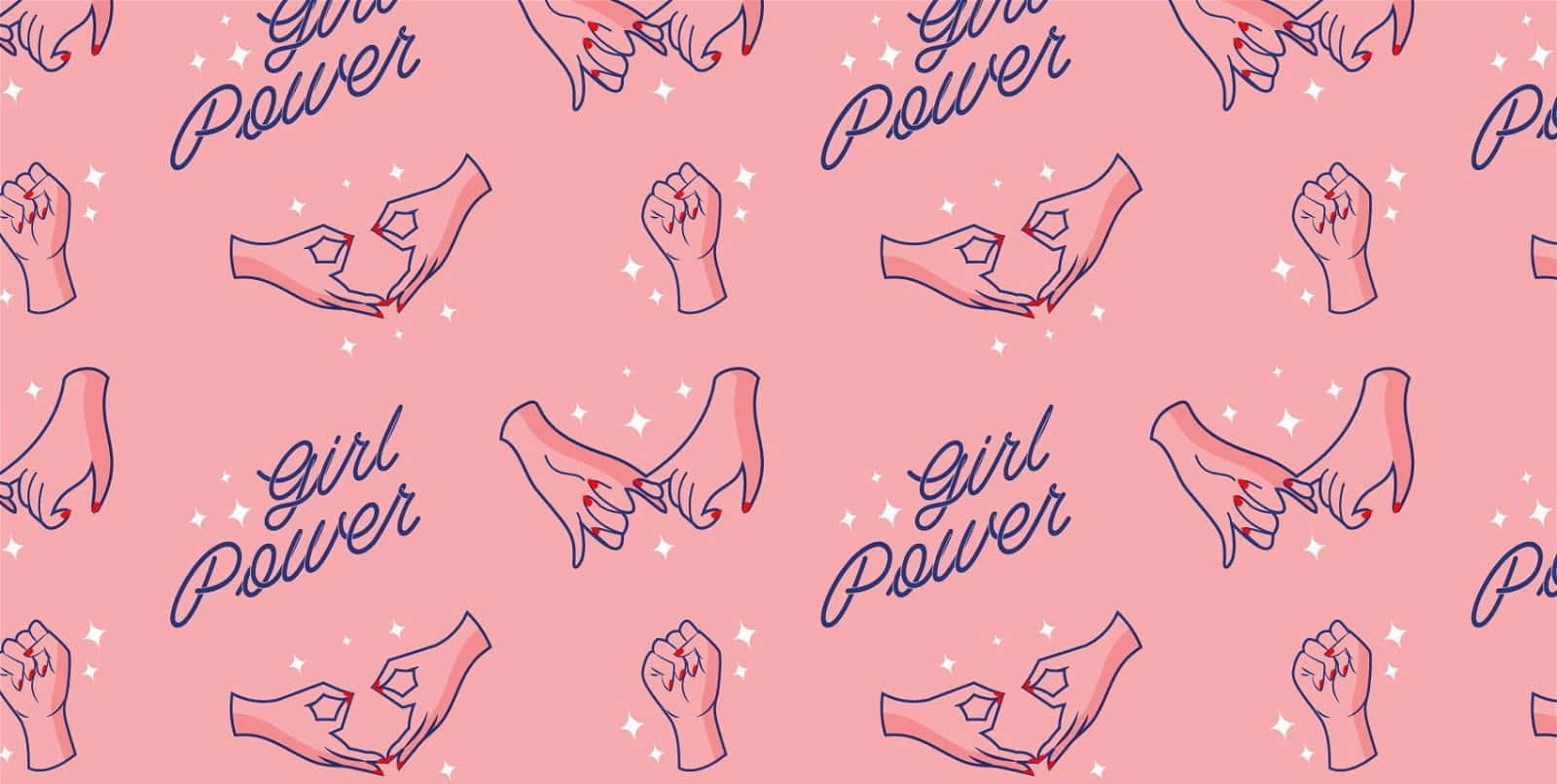 Girl Power Pattern Illustration Wallpaper