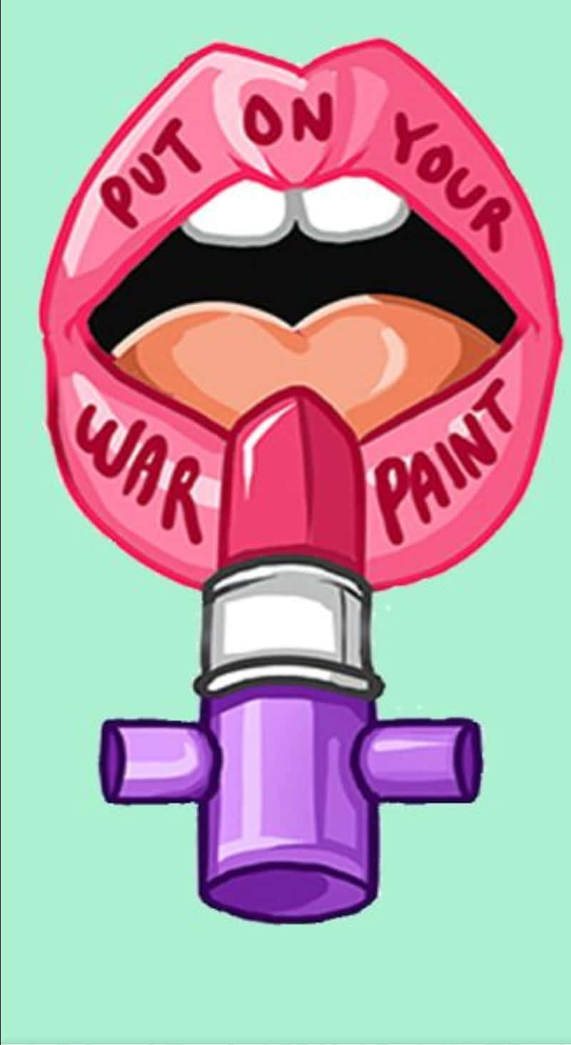 Girl Power War Paint Lipstickand Mouth Wallpaper