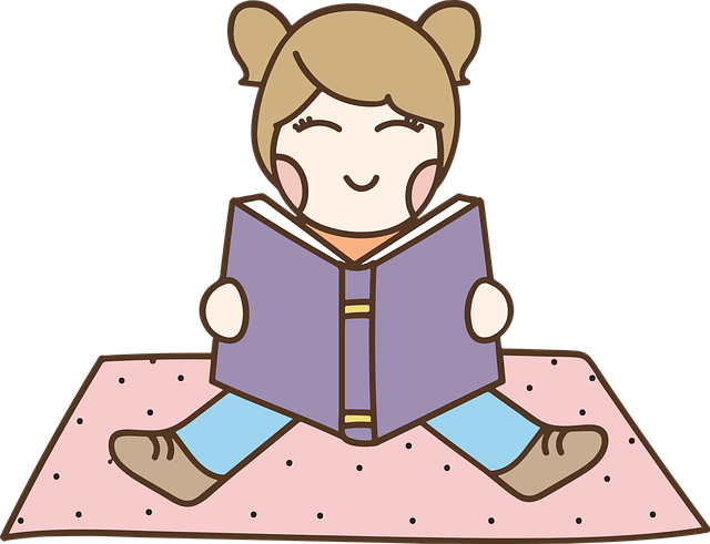 Girl Reading Book Cartoon PNG