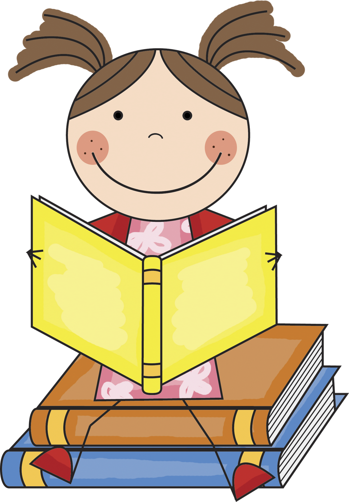 Girl Reading Book Cartoon PNG