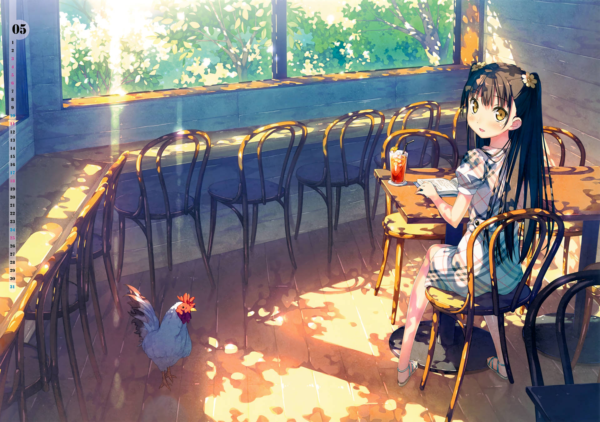 Girl Reading Book In Café