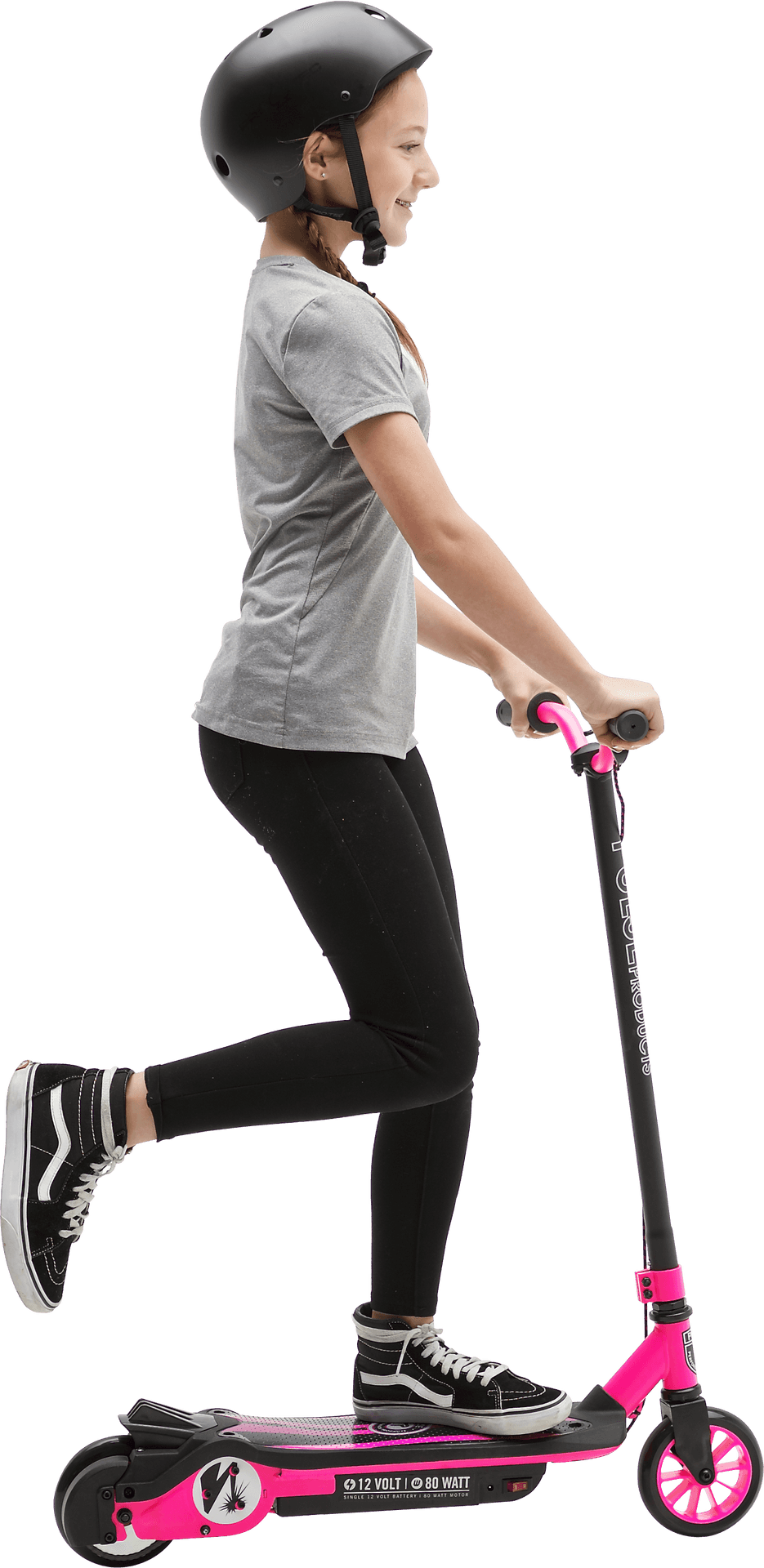 Girl Riding Pink Scooter PNG