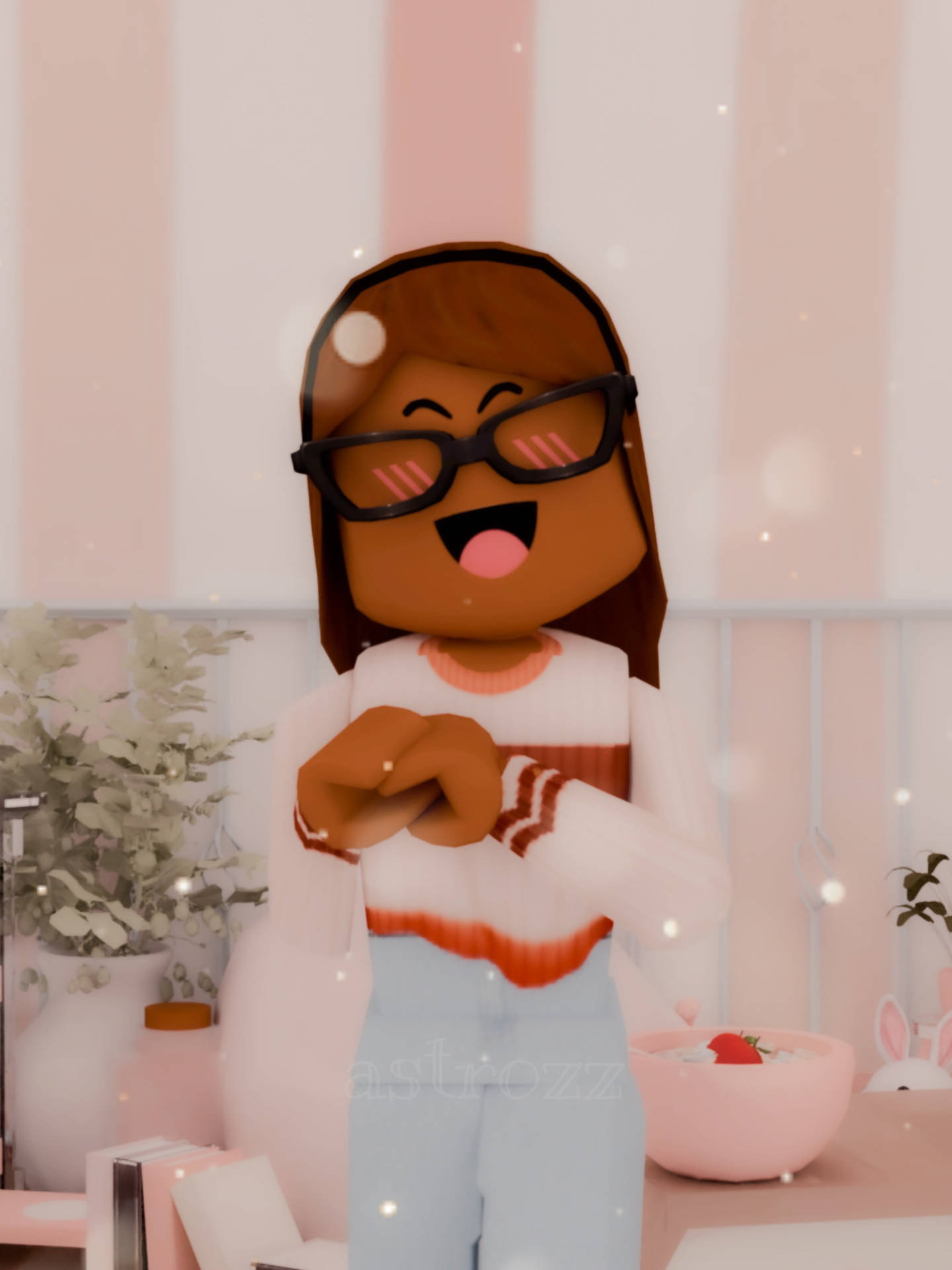 Girl Roblox Character With Glasses Wallpaper