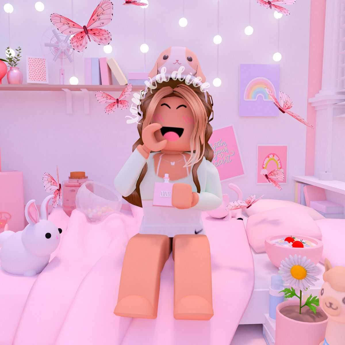 Download Girl Roblox Sitting On Bed Picture