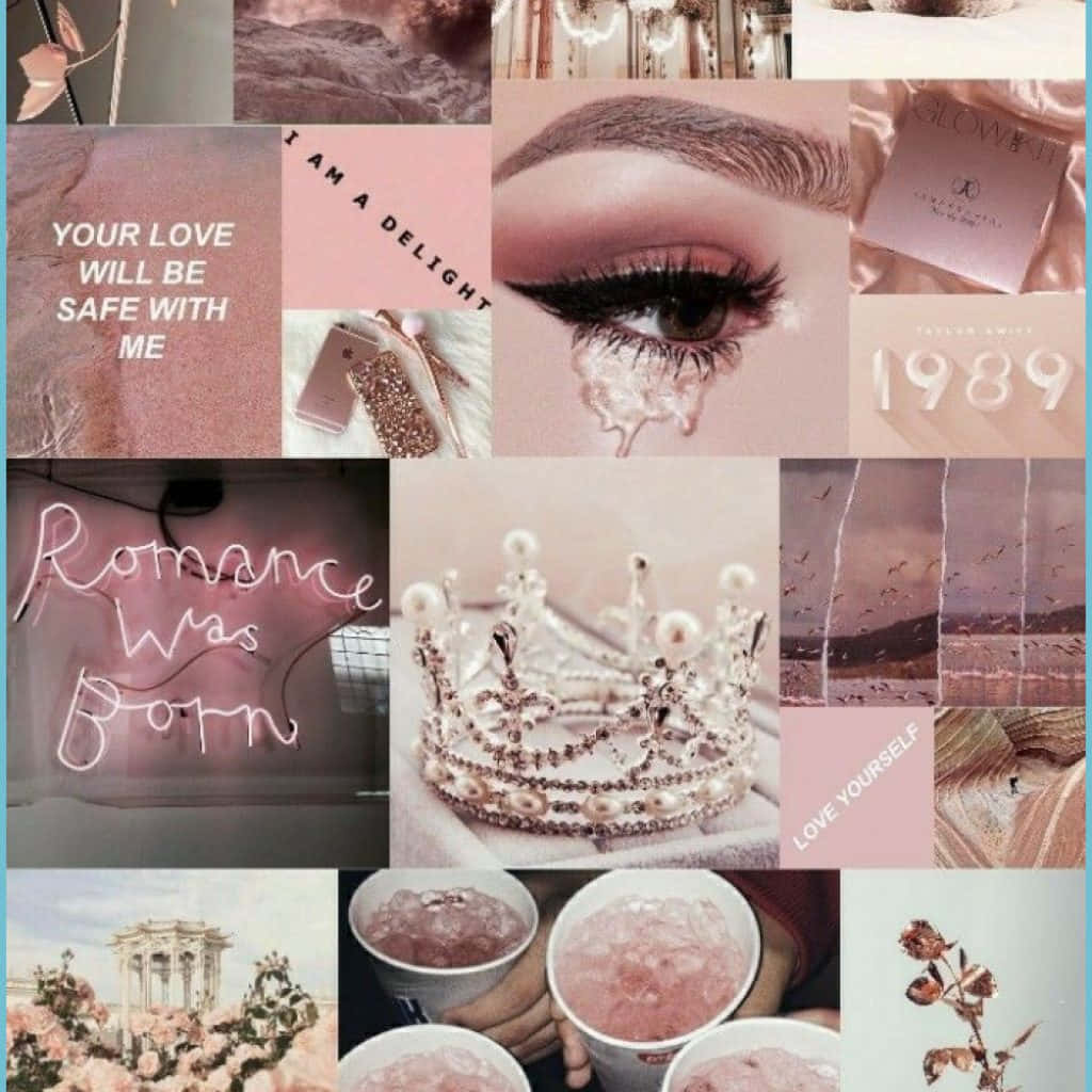 Girl Rose Gold Collage Wallpaper