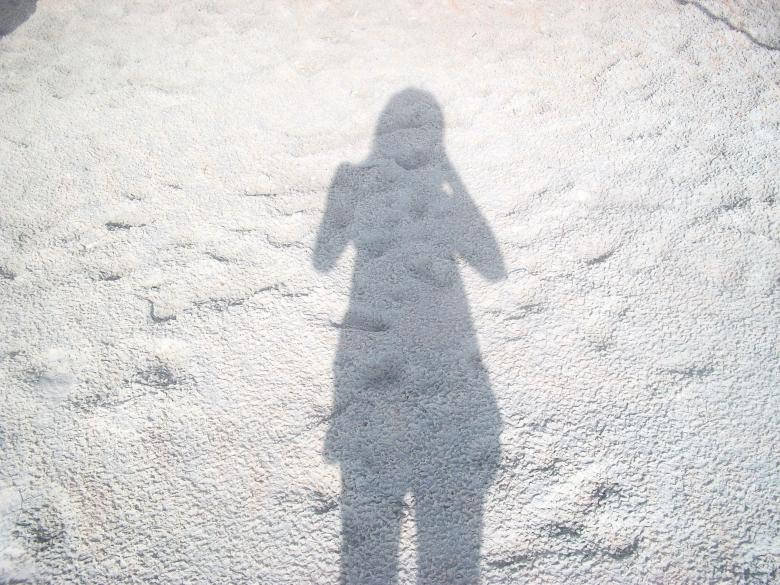 Girl Shadow On White Sand Wallpaper