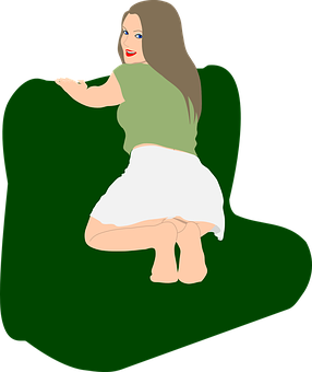 Girl Sitting On Green Graphic PNG