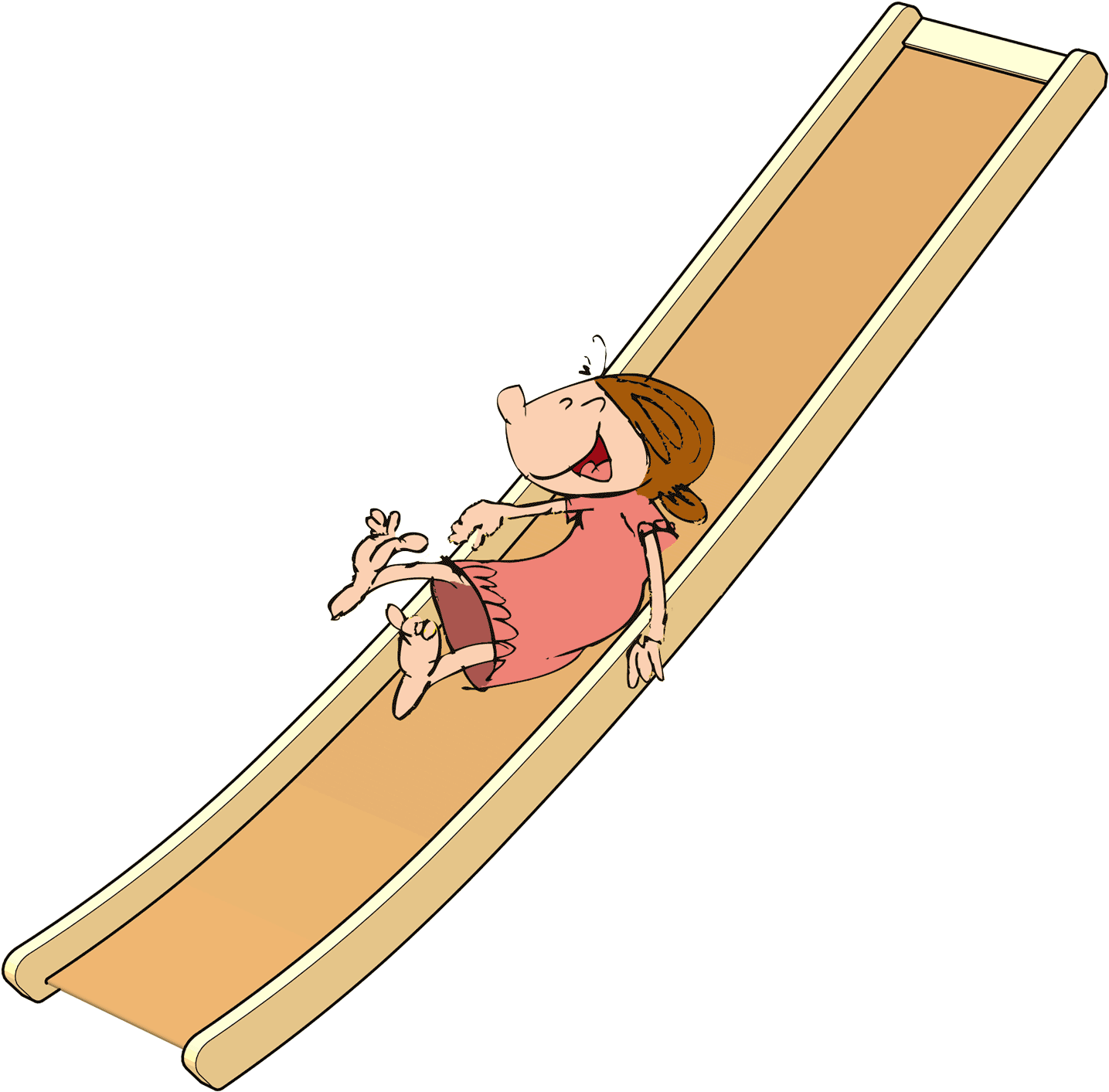 Girl Sliding Down Playground Slide PNG