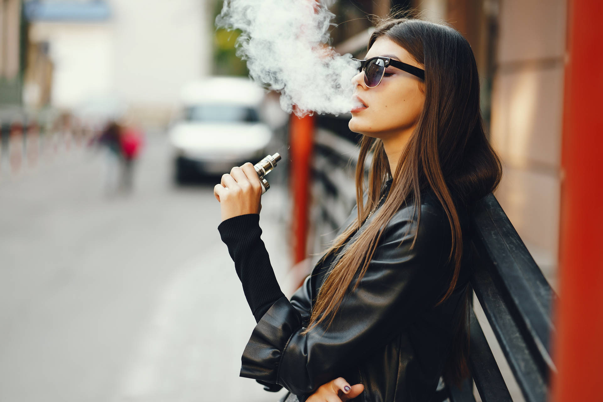 Girl Smoking In Street Wallpaper