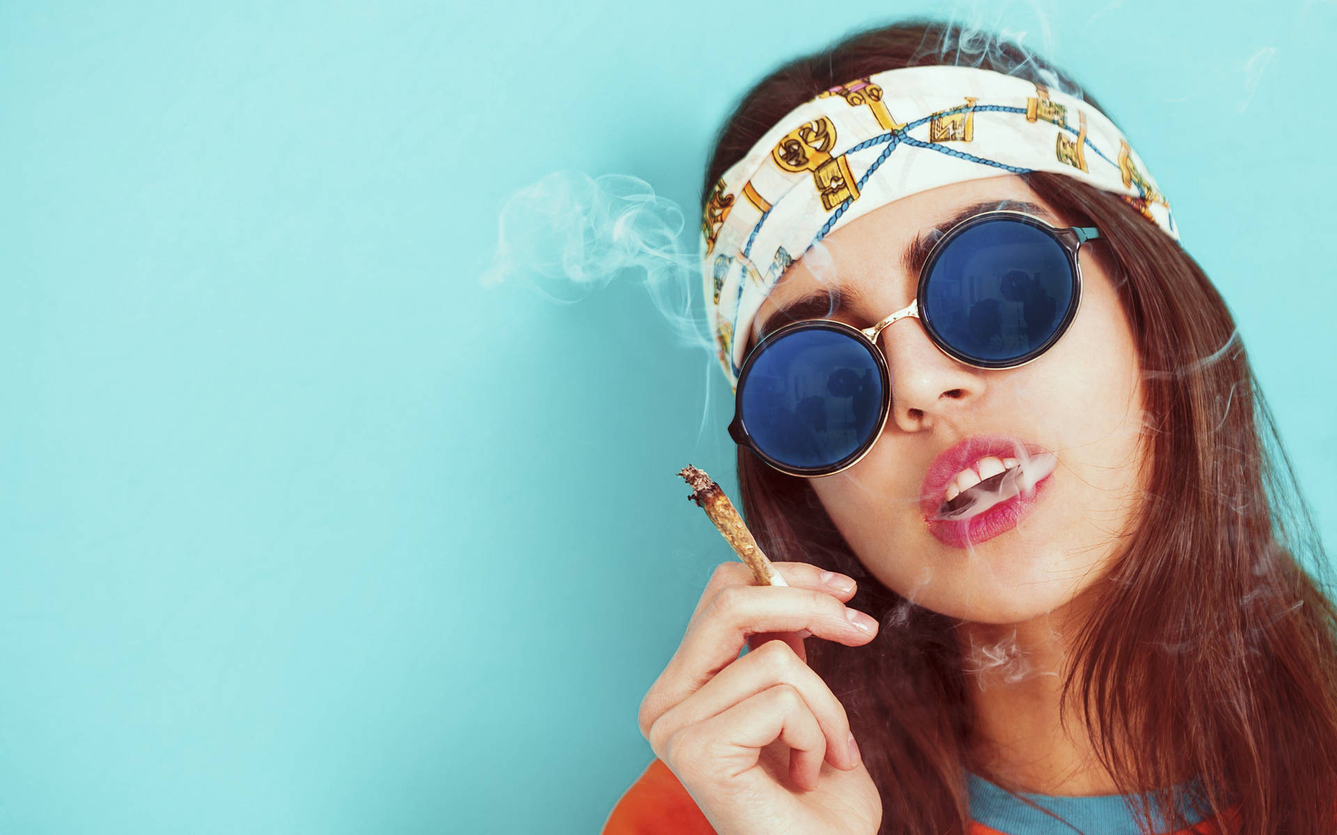 Girl Smoking Weed Boho Wallpaper