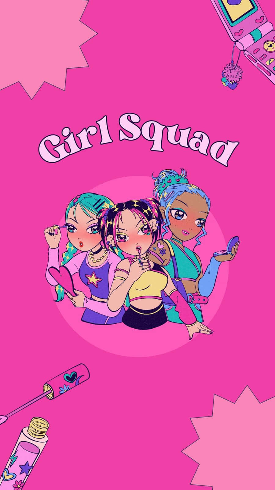 Girl Squad Y2 K Animated Style Wallpaper
