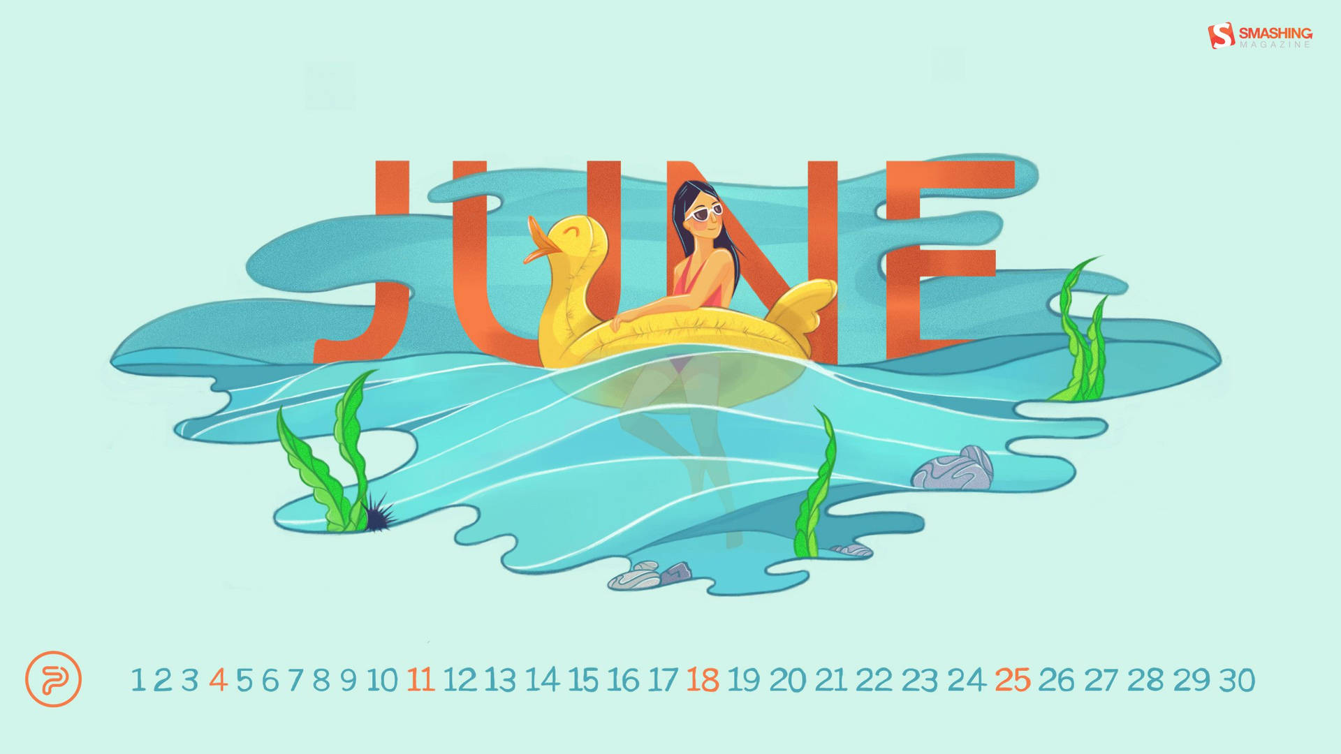 A woman swimming in blue waters during a sunny June day Wallpaper